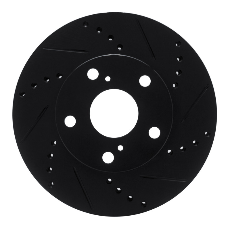 Toyota Tacoma Brake Rotor (1) - Front Right - R1 Concepts - Drilled & Slotted - Black - `05-`15